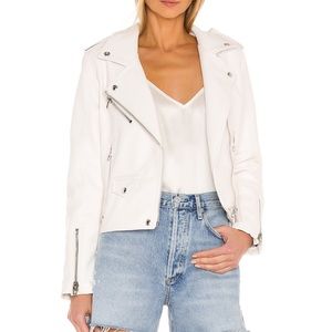 Blank nyc faux leather white moto jacket in pure motivation